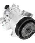 New AC Air Conditioning Compressor With Solid Clutch Assembly Direct Bolt In Cooling System Refresh For Jeep Compass And Patriot showing detailed design with 6 groove pulley.