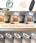 8X Magnifying Glass With Light And Stand For Handy Hobby DIY Close Work Real Glass Magnifier Desk Lamp And Clamp Base 1500 Lumens