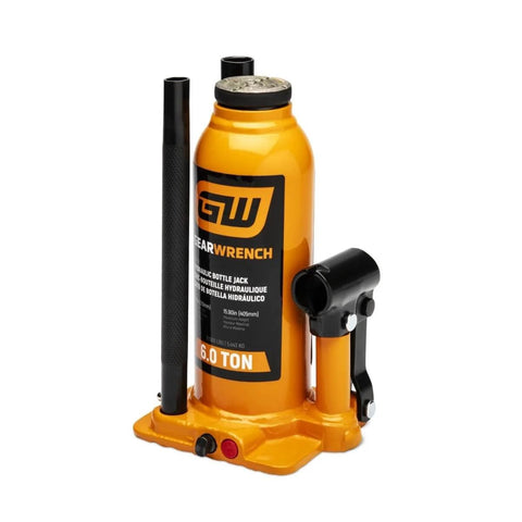 Beefy 6 Ton Hydraulic Bottle Jack With Locking Knurled Handle And Big Grip Saddle For Maximum Stability Built In Handle Slots