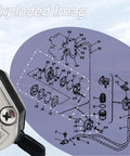 Exploded diagram of Go-To Fuel Pump Replacement for Yamaha Suzuki and Tohatsu Outboards with parts labeled.