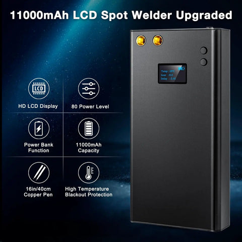 Dope Portable 11000mAh Battery Spot Welder With LCD Screen 80 Gear Adjustable Power Type C Charge Nickel Strip Kit USB Cable