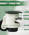 Heavy Duty Leveling Casters Set Of 4 With Ratchet Handle Industrial Casters For Workbench Support 3300 Pounds Load showing stainless steel top plate and nylon wheel.
