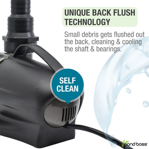 Heavy Duty 3600 GPH Pond Waterfall Pump With 170W Low Energy Power featuring back flush technology