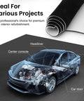 Rolled black suede headliner fabric with foam backing for auto interior repair (122x60 in)