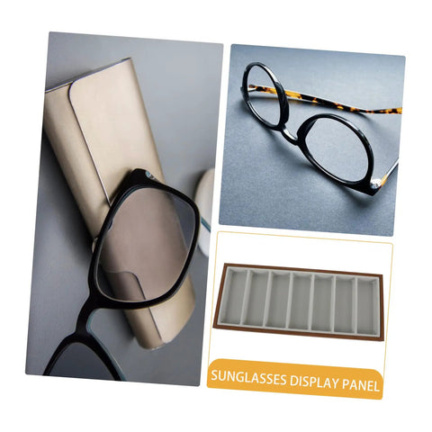 Straight Up Premium Wooden Eyewear Display Tray With Soft Protective Lining For Sunglasses Glasses And Jewelry Storage Stylish Desktop Organizer with glasses and storage panel.