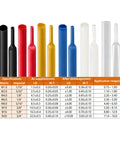 Multi-color Extra Long Heat Shrink Tubing Kit 172 Pcs, 40 Sizes, 2 To 1 Shrink Ratio, 1mm To 20mm Diameter, metric table