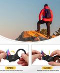 Person on rock with Mini Pocket Folding Knife With Carabiner Clip, 3Cr13 Stainless Steel Blade 1.38 Inches, Compact EDC Box Cutter