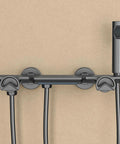 CUTPOIY Shower System Wall Mounted with black controls, featuring handheld shower and split type mixer for adjustable height.
