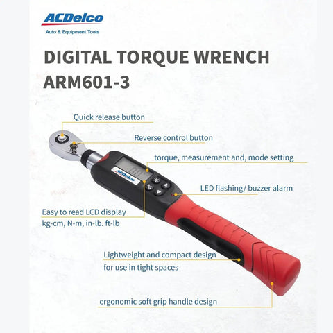 Front view of ARM601-3 from Dual Drive Digital Torque Wrench Combo Kit For 3/8 And 1/2 Inch Drives Heavy Duty Pro Grade Wrenches