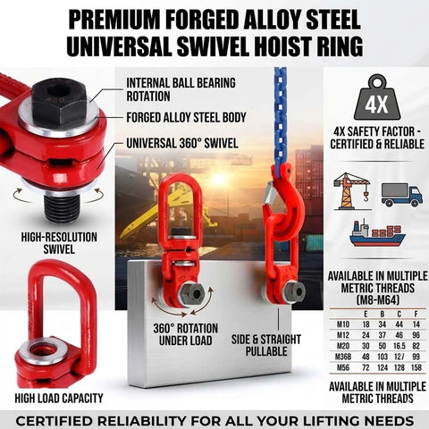 Bombproof Forged Alloy Steel Swivel Hoist Ring With Smooth 360 Degree Rotation And Legit 4X Safety Factor Perfect For Heavy Duty Rigging Jobs And Serious Metal Fabrication Work