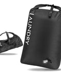 Travel Laundry Organizer Bag, Waterproof And Odor Resistant, Space Saving Wet Clothes Storage, black nylon with buckle closure