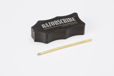Adjustable Precision Scribe Tool With Eight Incremental Offsets For Fast Marking, black ergonomic design with gold pen.