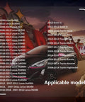 Image showing a list of applicable Toyota and Lexus models, with a car in the background and a focus on applicable years and models.