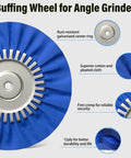 BURMONG 8-inch blue pleated-cloth buffing wheel for angle grinder; 5/8" arbor, 9-pack