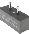 Heavy Duty Self Centering Scribe Equipped With Tungsten Carbide Pin And Hardened Steel Guide Locks Tight Precision Layouts For Knife Makers Smooth Operator Design, top view with two chrome pins and central point.