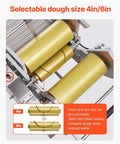 Heavy Duty Commercial Tortilla Press Machine Stainless Steel Electric for Tacos Roti Chapatti Sopes showing selectable 4in/6in dough size.