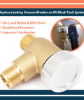 Brass RV Vacuum Breaker Check Valve For Camper Trailer Flusher One Half Inch DN Backflow Prevention, close-up view.