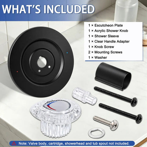 Upgrade Your Drip-Free Bath With This Sleek Matte Black Shower Trim Kit Made For Moen Chateau T470 Single Handle Faucets For A Fresh New Look That Totally Slays In Any Home. includes escutcheon plate, acrylic knob, sleeve, adapter, screws