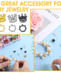 Mini Crown Beads 60 Pcs Set for DIY Jewelry Making Gold Silver Black 3D Alloy Crown Charms for Necklaces and Bracelets Crafts