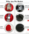 Comparison chart of grooved magnetic jack pad with aluminum construction and rubber alternative highlighting features and benefits.