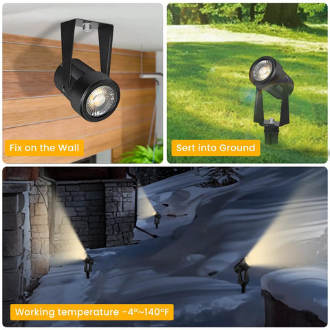 4 Pack Landscape Lighting Kit With Plug In Outdoor LED Spotlights Low Voltage 12V Transformer with wall and ground fixtures
