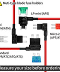 Micro2 Fuse Tap Assorted Pack Includes 35 Pieces Rated 5A To 30A With Tin Plated Terminals For Smooth Install And Kickass Circuit Protection On Your Daily Driver Or Custom Truck Build - Multi-type blade fuse holders display.