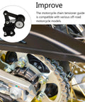 Heavy Duty Iron Chain Tensioner Kit For Off Road Motorcycles Upgrades Ride Stability And Safety With Durable Roller Guide For Smoother Performance And Reliable Daily Use mounted on rear chain