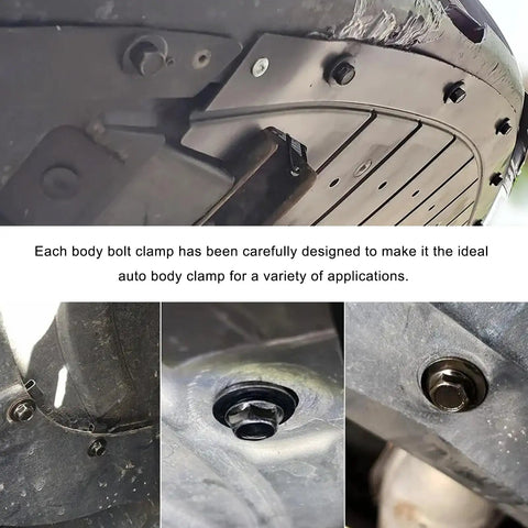 Close-up of 50 Piece M6-1.0 Body Bolts U Nuts Kit With Hex Head Screws used in bumper and fender fastening
