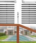 Black T316 Stainless Steel Cable Railing Kit With 20 Swage Lag Screws Left And Right Hand Thread For Wood Posts One Eighth Inch Cable Deck And Stair Railing DIY Baluster Kit Wrench Included showing screws and railing.