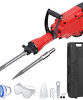 2200W Corded Electric Demolition Jack Hammer Drill Heavy Duty Concrete Breaker Kit with chisels, case, and safety gear