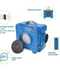 Air Shield 550 HEPA Air Scrubber For Commercial Jobs With 1400 Sq Ft Coverage Daisy Chain Ready Heavy Duty Workhorse Purifier