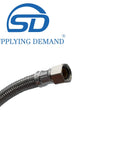 Universal Dishwasher Install Kit With 6 Foot Stainless Steel Hose And 6 Foot Power Cable Copper Elbow Wire Connectors Teflon Tape Hose Clamp And Electrical Lock Clamp For Easy Leak Free Installation showing metal hose detail