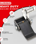 Heavy Duty Weld On Strap Hinges For Dump Trailers With Zerk Grease Fitting, Straight Up Heavy Load Handling For Trucks And Bbq Smokers, Boss Grade Raw Steel, 2 Pack with measuring tool