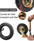 Straight Up Heavy Duty Five Pack Industrial Replacement Casters With Three Swivel And Two Fixed Soft Rubber Wheels Roll Smooth For Carts Workbenches Zero Hassle Shock Absorbing Screw Hardware featuring pneumatic caster with curved air inlet.