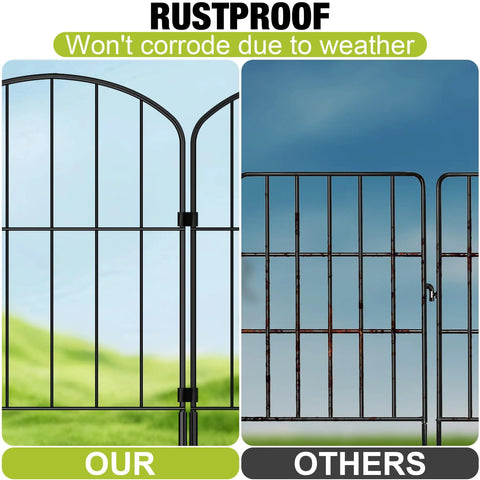 Comparison of No Dig Garden Fence Kit 24 Inch High Arch Border Panels 10.5 Feet Long 10 Panels With S Clips And Zip Ties to a rusted fence
