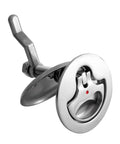 Heavy Duty 316 Marine Stainless Steel Hatch Lift Cam Latch With Flush Pull Handle And Bolts 2 Inch Cutout Deck Gear side view.