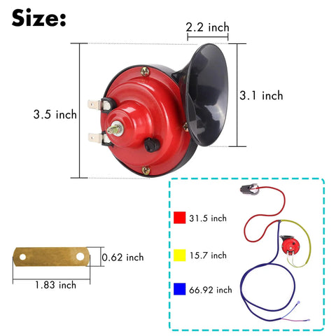 Universal 12 Volt Golf Cart Horn Kit With Hand Press Steering Switch And Wiring Harness Fits EZGO Club Car Yamaha