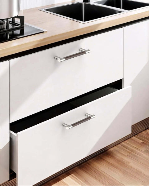 10 Pack 3 Inch Brown And Satin Nickel Cabinet Pulls With Knurled Grip Coffee Silver Two Tone Handles on kitchen drawers