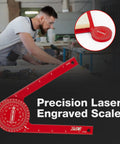 7.3 Inch Aluminum Miter Saw Protractor Angle Finder Tool with Sick Accuracy for Cutting Crisp Crown Molding Baseboard and Trim Corners.