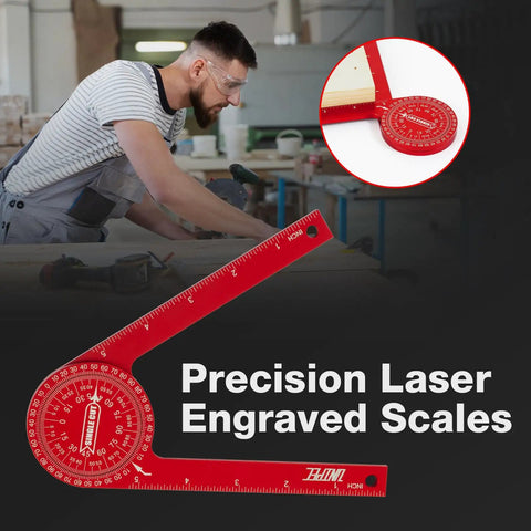 7.3 Inch Aluminum Miter Saw Protractor Angle Finder Tool with Sick Accuracy for Cutting Crisp Crown Molding Baseboard and Trim Corners.