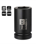 1 Inch Drive 33mm Deep 6 Point Axle Nut Socket, heavy duty chrome molybdenum steel impact socket with high torque grip