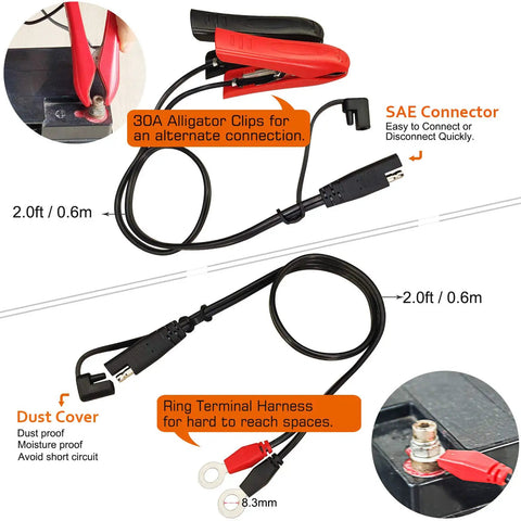 Automatic Trickle Battery Charger For 6V And 12V Batteries Hella Reliable 1250Ma Smart Maintainer with alligator clips and SAE connector.