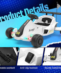 12V Kids Electric Drift Go Kart For Ages 4 And Up With Music And LED Lights Swivel Rear Wheels Adjustable Seat Belt