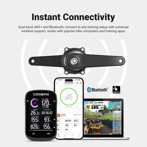 Dual Sided S10 Power Meter Spider For Easton 110 BCD 4 Bolt Crankset with Bluetooth and ANT Plus connectivity on phone and laptop