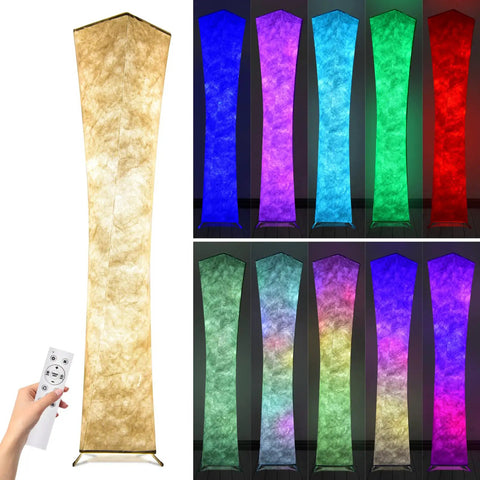 61 Inch RGB Floor Lamp With Remote Control Dimmable Color Changing Standing Light With Soft Fabric Shade in various colors