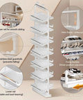 Heavy Duty Slide Out Shoe Rack Badass Adjustable Organizer With 4 To 15 Tiers showcasing telescopic frame and stainless steel guardrails.