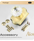 Gold Finish Single Sided Push Pull Door Handle Set 4 Pack Non Locking Heavy Duty Zinc Alloy Easy Install For Cabinets Closets And Interior Doors With Sleek Crystal Look package with screws and spacers