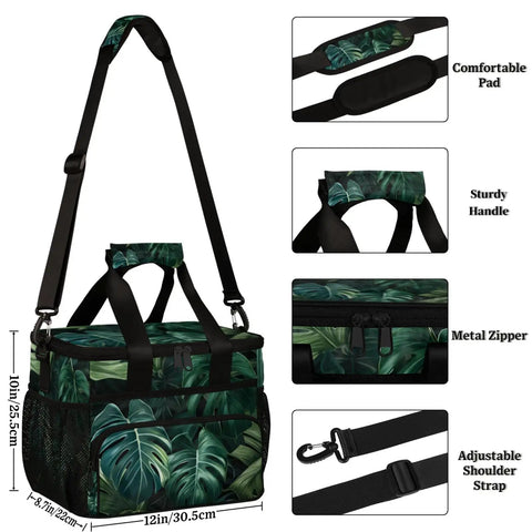 Green Palm Leaf Insulated Picnic Backpack Lunch Bag For Women And Men Portable Cooler Backpack Keeps Food Fresh with details