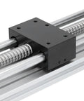 Close-up of 300mm Stroke Heavy Duty Linear Rail Guide Slide with Hand Crank and 5 Fixing Holes for CNC Routers and Inspection Equipment