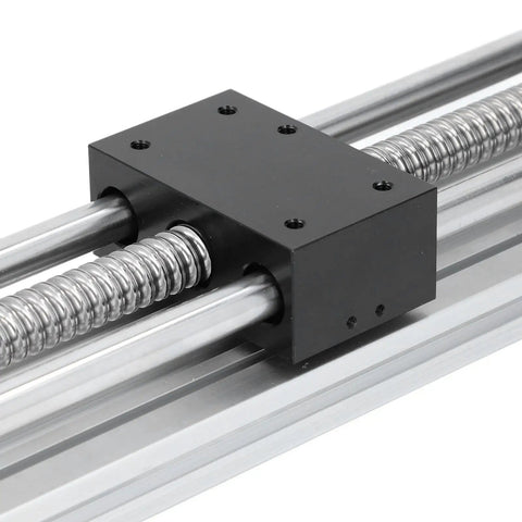 Close-up of 300mm Stroke Heavy Duty Linear Rail Guide Slide with Hand Crank and 5 Fixing Holes for CNC Routers and Inspection Equipment